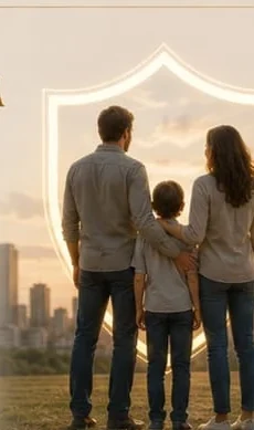 Imagem ilustrativa de uma família em ambiente urbano